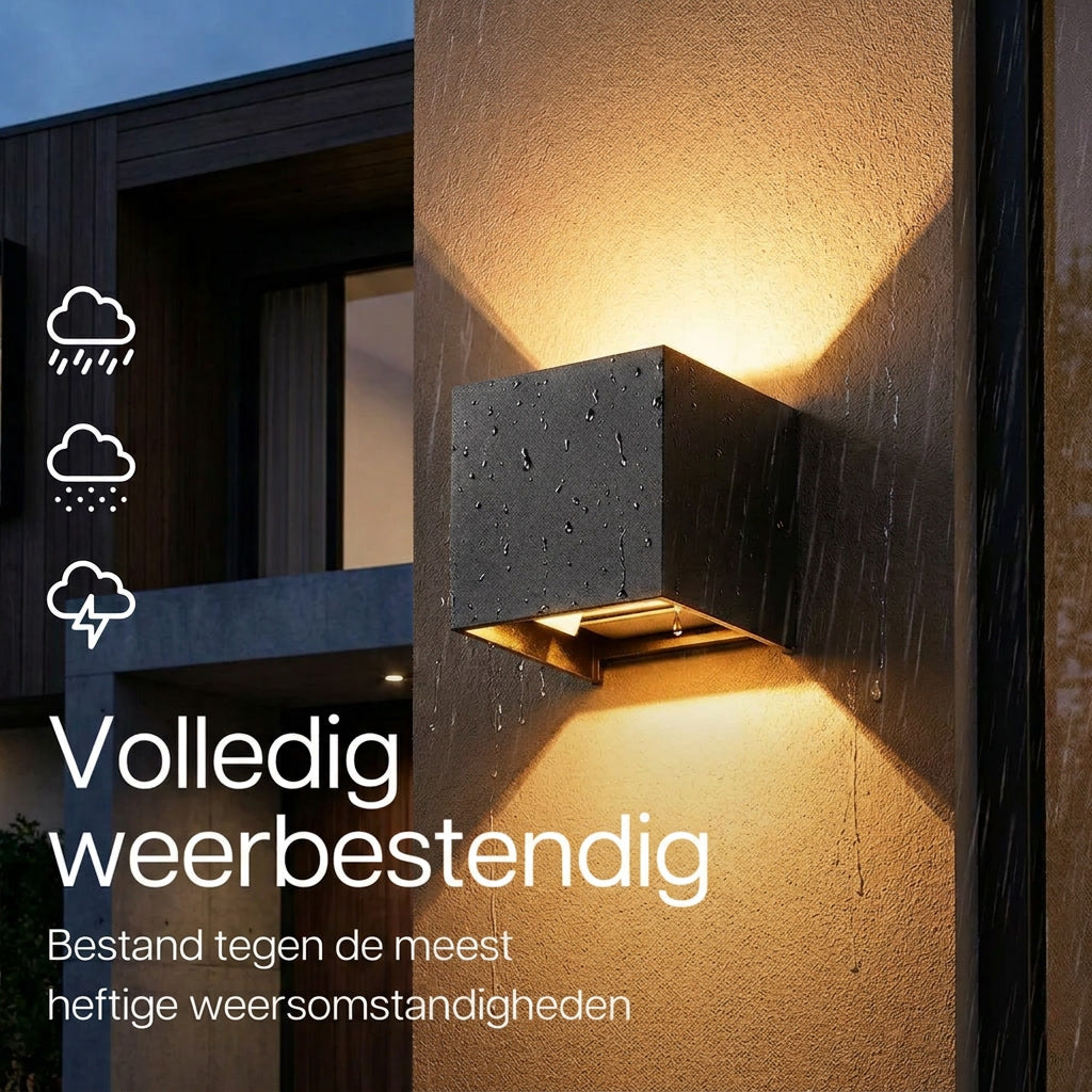 Luminize Wandlamp Kubus IP65 12W 1200lm 2700K Zwart