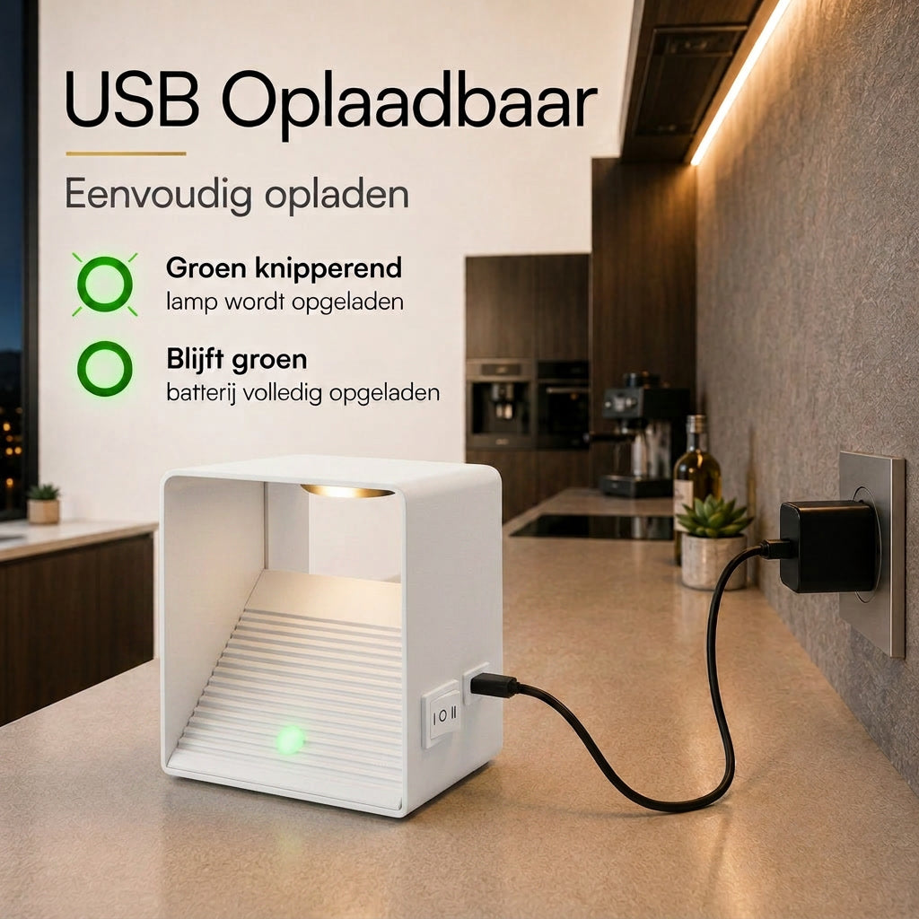 Luminize Wandlamp Kubus Bewegingssensor Oplaadbaar 3W 330lm 2700K