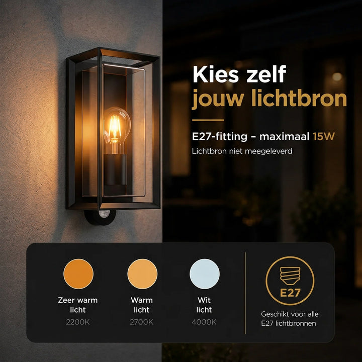 Luminize Buitenlamp Open Frame IP44 15W E27 Zwart