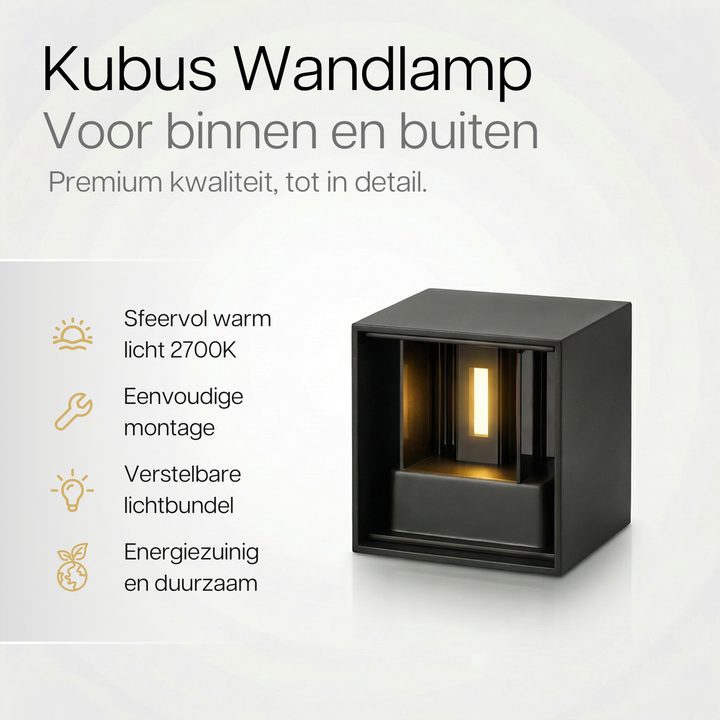 Luminize Wandlamp Kubus Dimbaar IP65 12W 1200lm 2700K