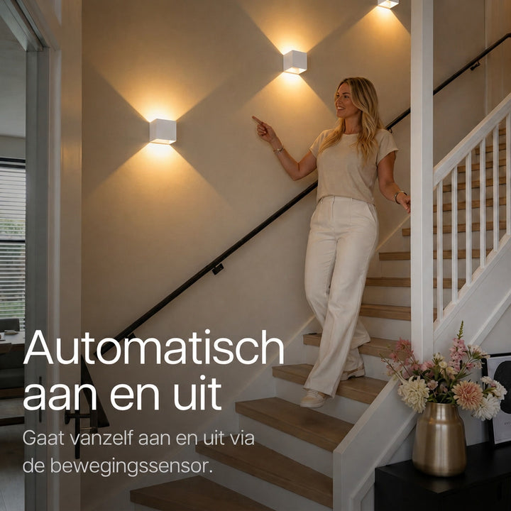 Luminize Wandlamp Kubus Bewegingssensor Oplaadbaar 3W 330lm 2700K