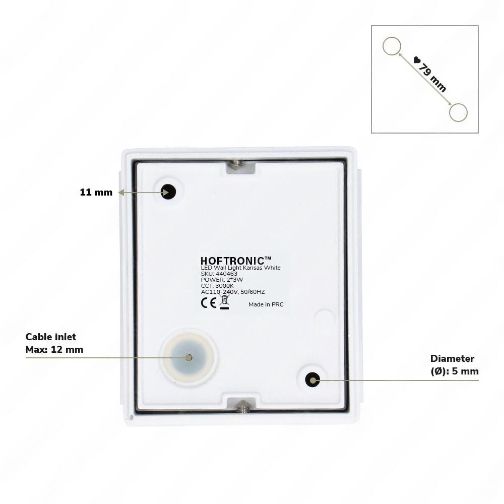 Hoftronic Kansas LED Wandlamp IP65 Dimbaar Up & Down 6W Wit