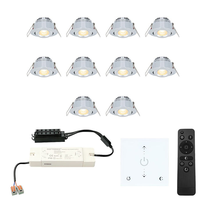 Hoftronic Granada LED Inbouwspot Kantelbaar IP44 3W 200lm 2700K RVS 10-Lichts