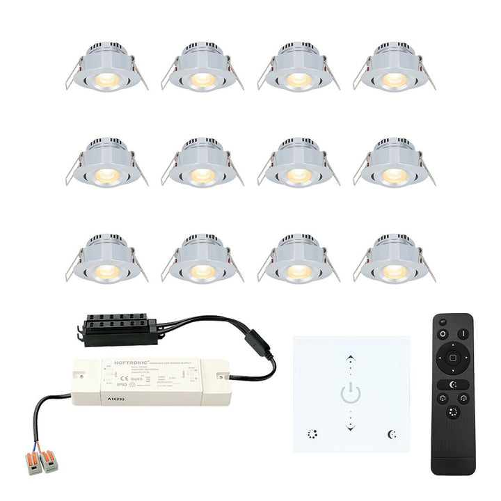 Hoftronic Granada LED Inbouwspot Kantelbaar IP44 3W 200lm 2700K RVS