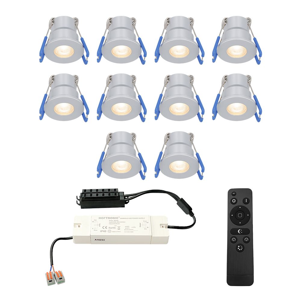Hoftronic Milano LED Inbouwspot Dimbaar IP65 3W 200lm 2700K 10-Lichts Grijs