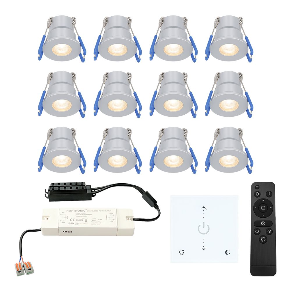 Hoftronic Milano LED Inbouwspot IP65 3W 200lm 2700K Grijs Set van 12