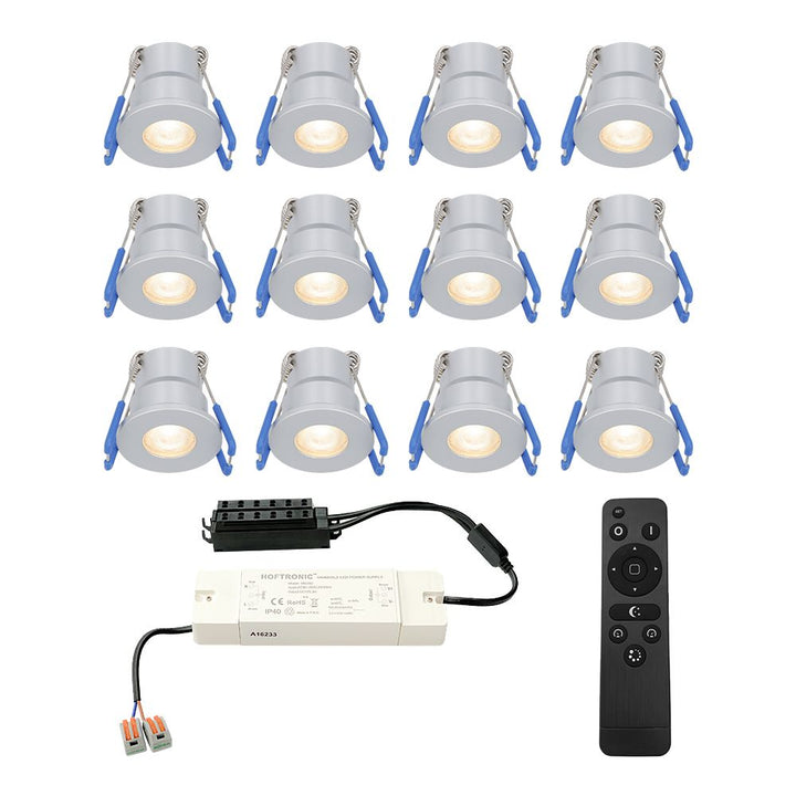 Hoftronic Milano LED Inbouwspot Set IP65 12V 3W 200lm 2700K 12-Pack Grijs