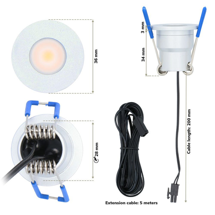 Hoftronic Milano LED Inbouwspots IP65 Dimbaar 3W 200lm RVS 4-Pack