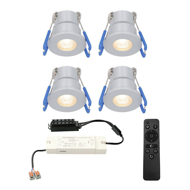 Hoftronic Milano LED Inbouwspot Set IP65 3W 200lm 2700K 4-Lichts Grijs