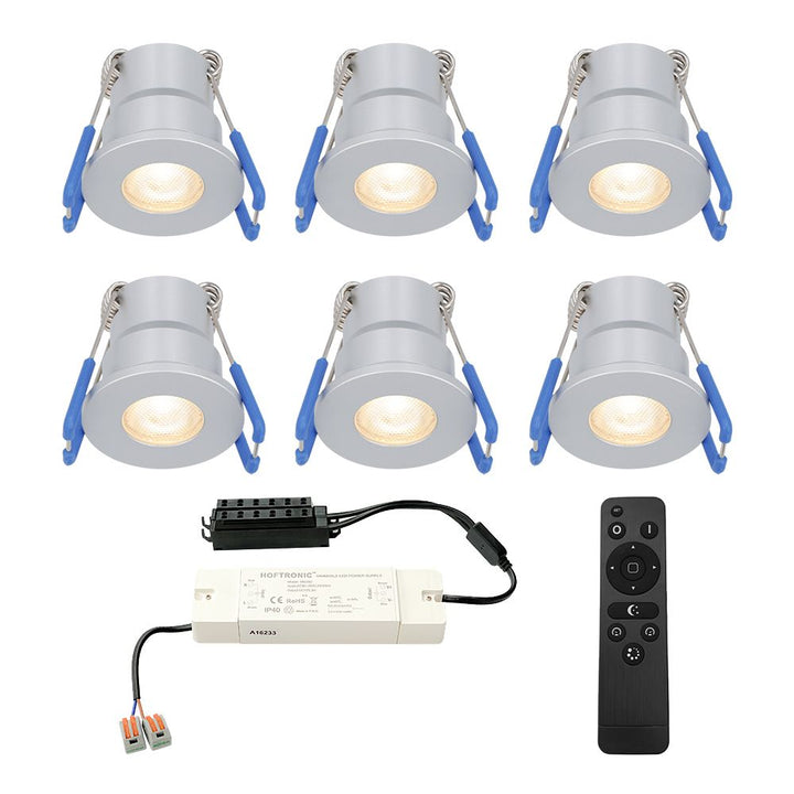 Hoftronic Milano LED Mini Inbouwspot IP65 3W 200lm 2700K Grijs 6-Pack