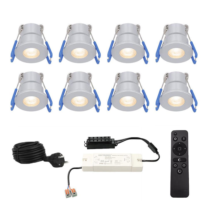 Hoftronic Milano LED Inbouwspot Dimbaar IP65 3W 200lm 2700K 12V RVS Set van 8