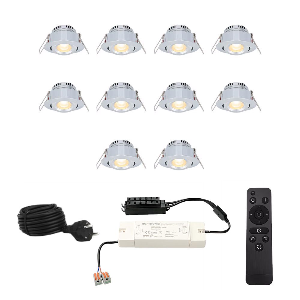 Hoftronic Sienna LED Inbouwspot Kantelbaar IP44 3W 200lm 2700K Set van 10