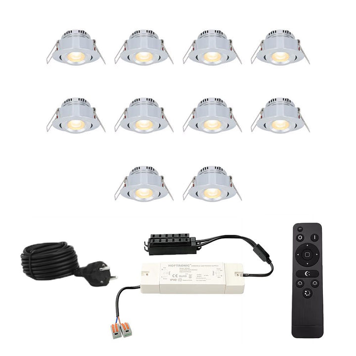 Hoftronic Sienna LED Inbouwspot Kantelbaar IP44 3W 200lm 2700K Set van 10