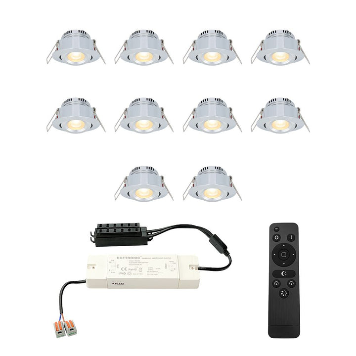 Hoftronic Sienna LED Mini Inbouwspots Kantelbaar IP44 3W 200lm RVS Set van 10