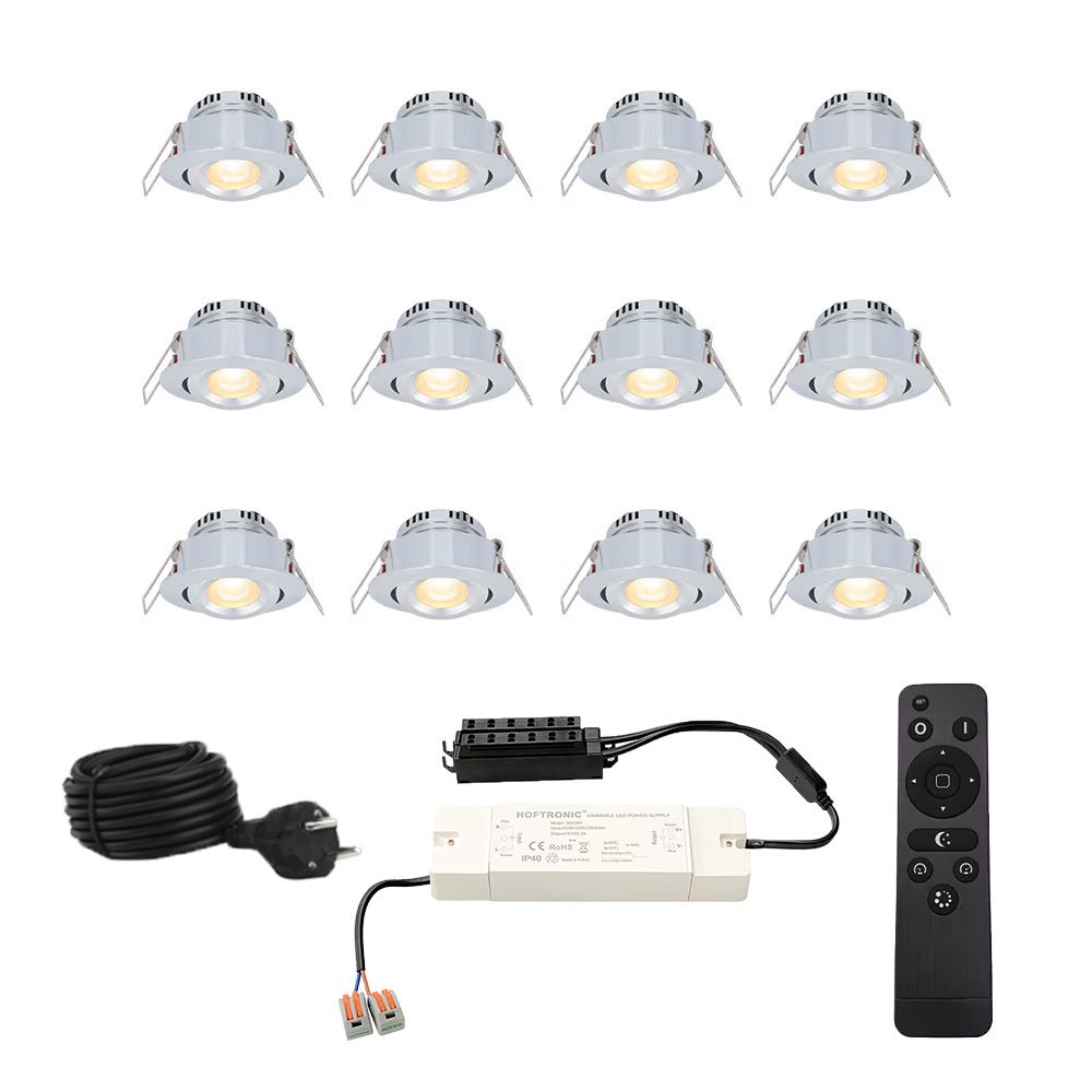 Hoftronic Sienna LED Inbouwspot Kantelbaar IP44 3W 200lm 2700K Grijs Set van 12