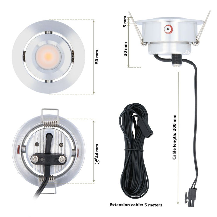 Hoftronic Sienna LED Inbouwspot Kantelbaar IP44 3W 200lm 2700K Grijs Set van 12
