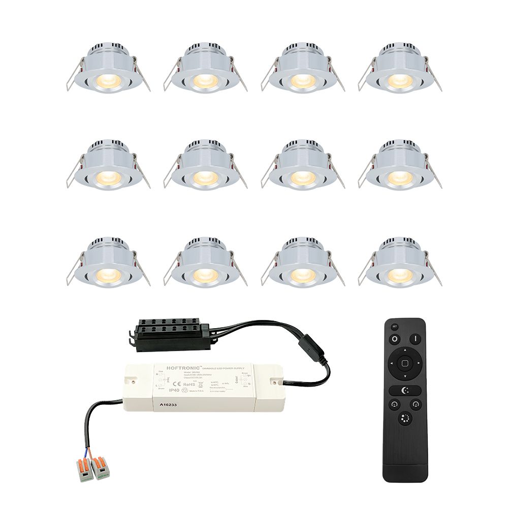 Hoftronic Sienna LED Mini Inbouwspot Kantelbaar IP44 3W 200lm 2700K RVS