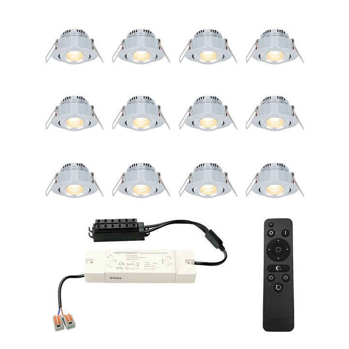 Hoftronic Sienna LED Mini Inbouwspot Kantelbaar IP44 3W 200lm 2700K RVS