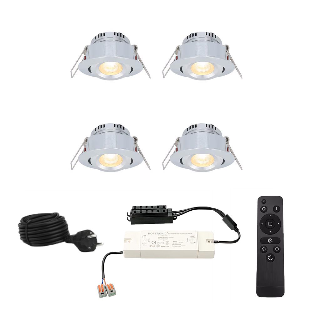 Hoftronic Sienna LED Inbouwspot Kantelbaar IP44 3W 200lm 2700K Set van 4