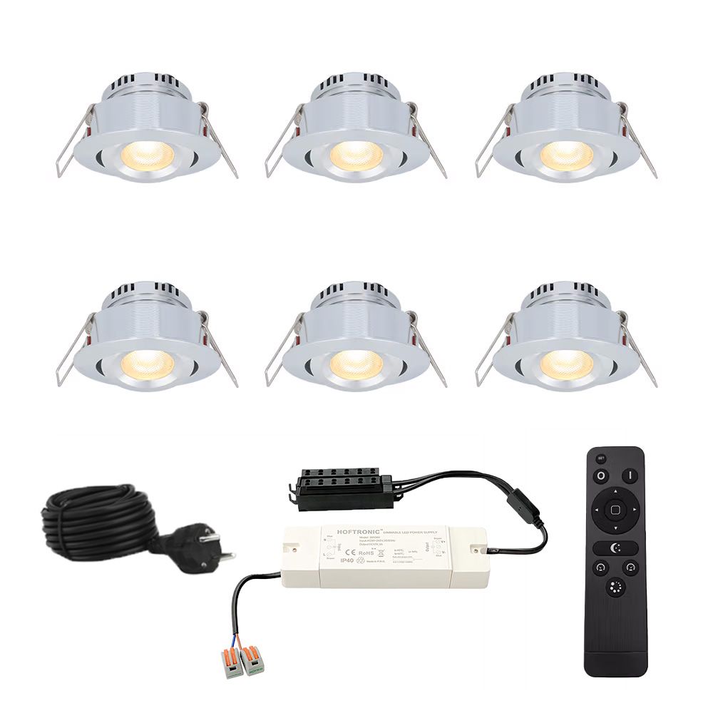Hoftronic Sienna Mini LED Inbouwspot Kantelbaar IP44 3W 200lm 2700K Set van 6