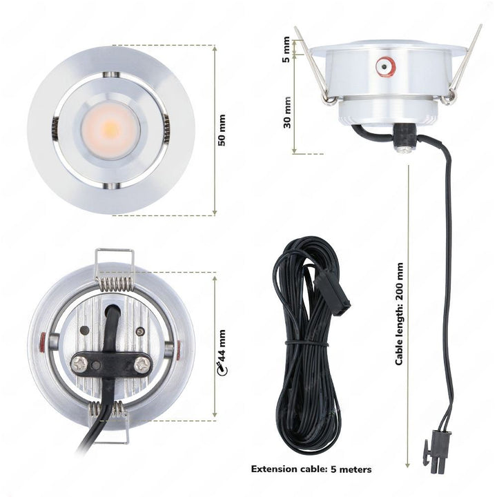 Hoftronic Sienna Mini LED Inbouwspot Kantelbaar IP44 3W 200lm 2700K Set van 8