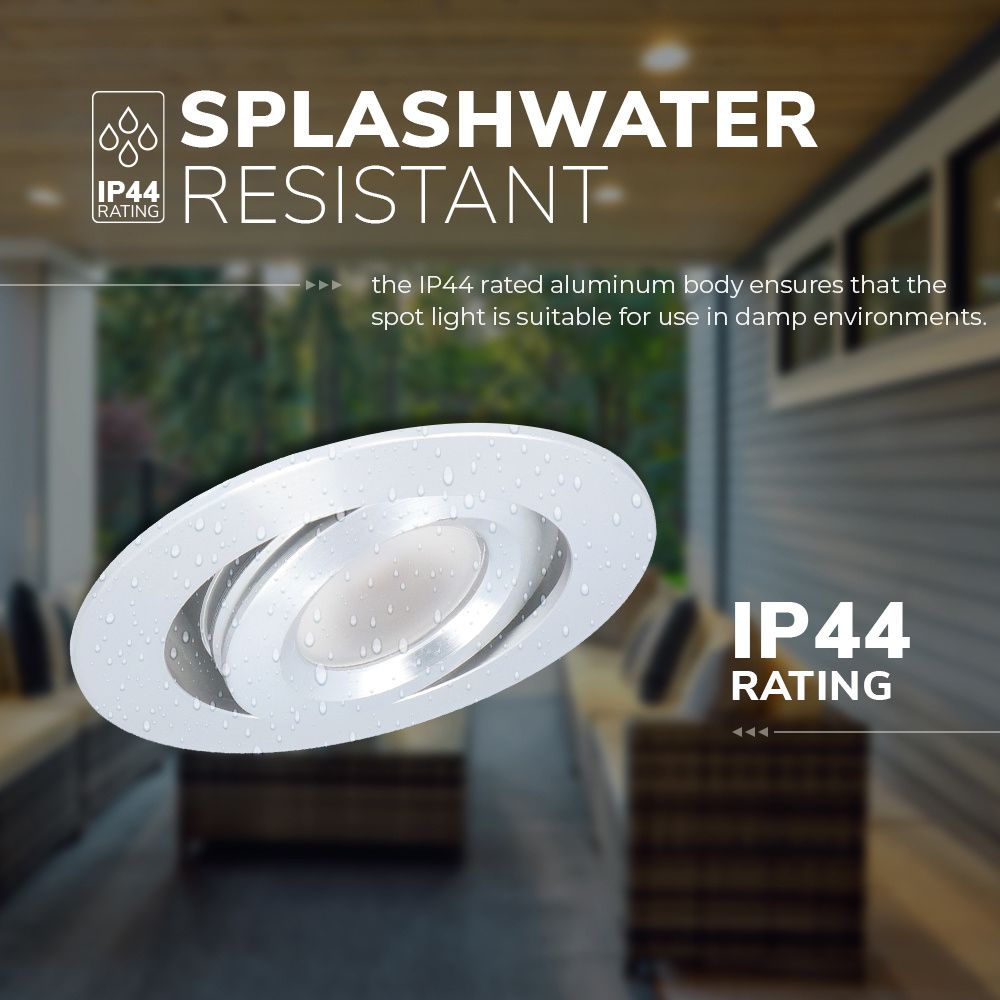 Hoftronic Sienna Mini LED Inbouwspot Kantelbaar IP44 3W 200lm 2700K Set van 8