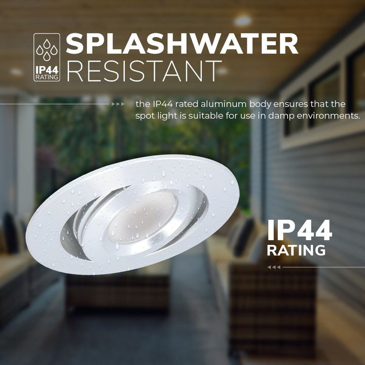 Hoftronic Sienna Mini LED Inbouwspot Kantelbaar IP44 3W 200lm 2700K Set van 8