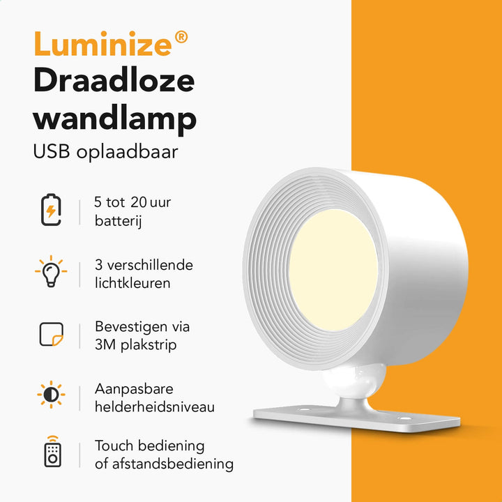 Luminize Wandlamp Rond Oplaadbaar 3W 330lm 2700K-5700K