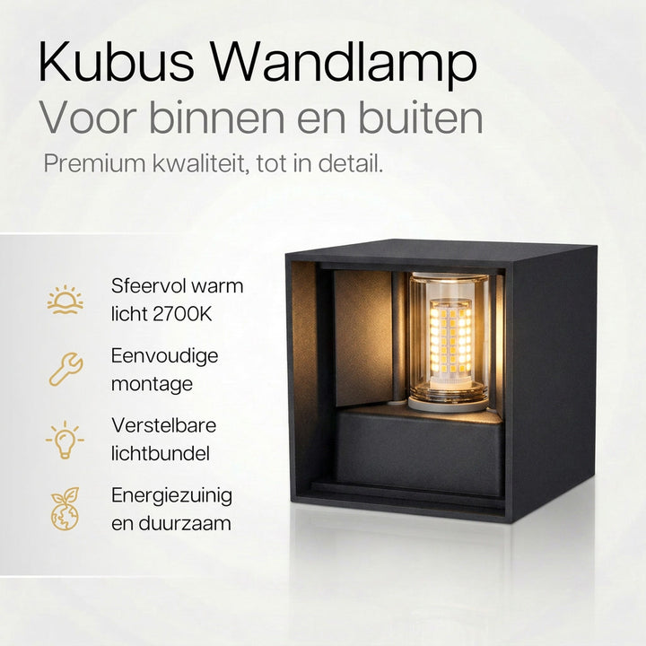 Luminize Wandlamp Kubus Dimbaar IP54 3W 330lm 2700K G9