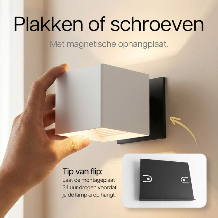 Luminize Wandlamp Kubus Bewegingssensor Oplaadbaar 3W 330lm 2700K
