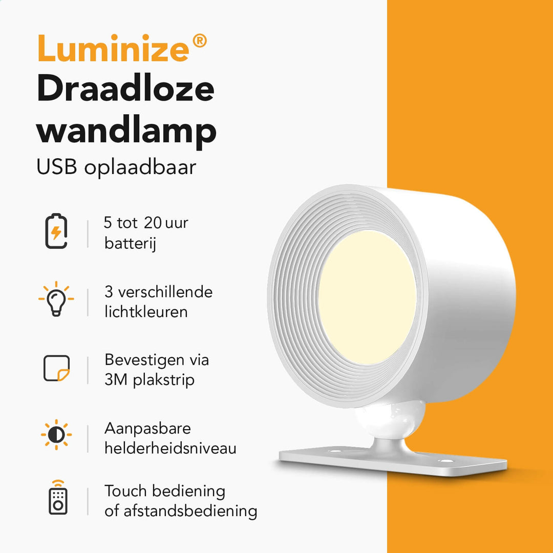 Luminize Wandlamp Rond Oplaadbaar 3W 330lm 2700K-5700K