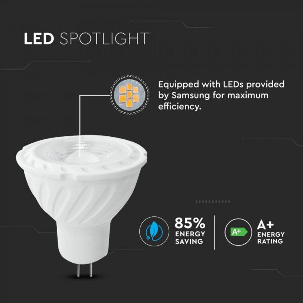 V-TAC LED Spot IP20 6.5W 450lm GU5.3 MR16 12V