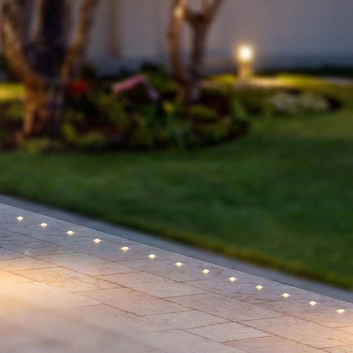 V-TAC LED Grondspot 12V IP67 1W 50lm 3000K 4-Lichts Wit