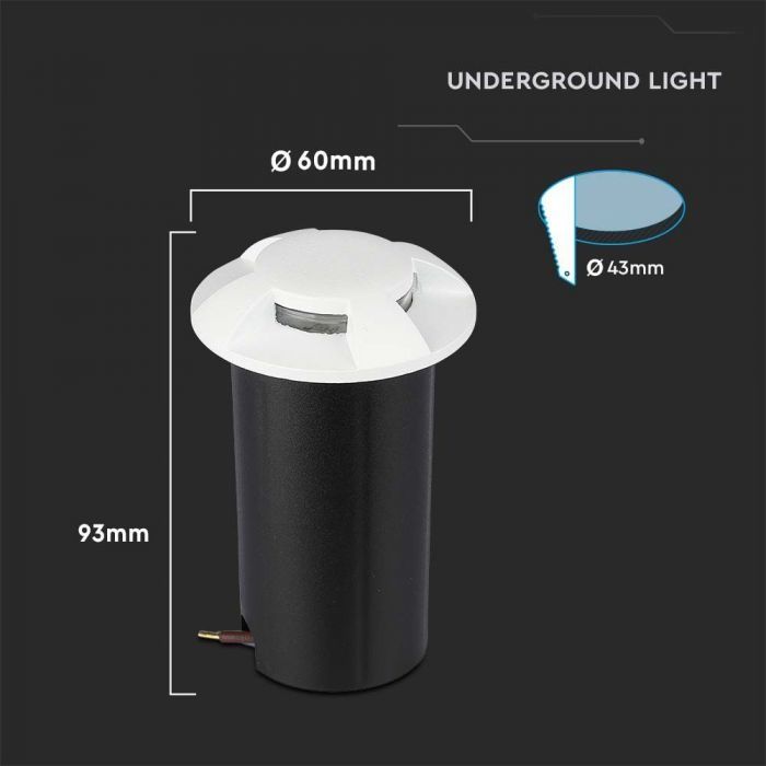V-TAC LED Grondspot 12V IP67 1W 50lm 3000K 4-Lichts Wit