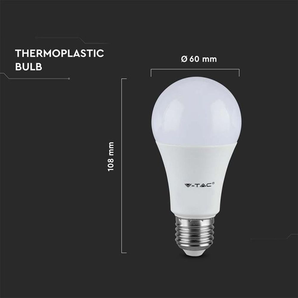 V-TAC E27 LED Lamp A60 IP20 8.5W 806lm 4000K