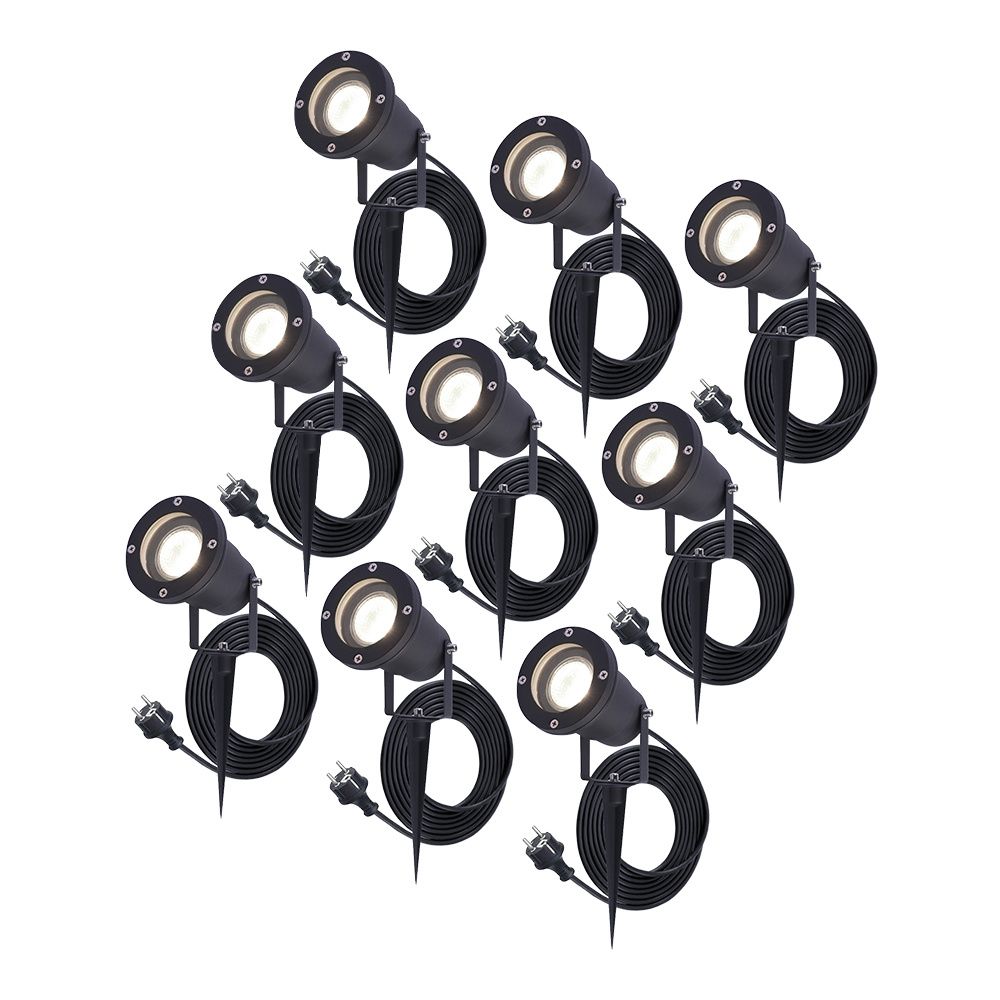 Hoftronic Sydney LED Prikspot Kantelbaar IP65 4W 345lm 4000K Zwart Set van 9