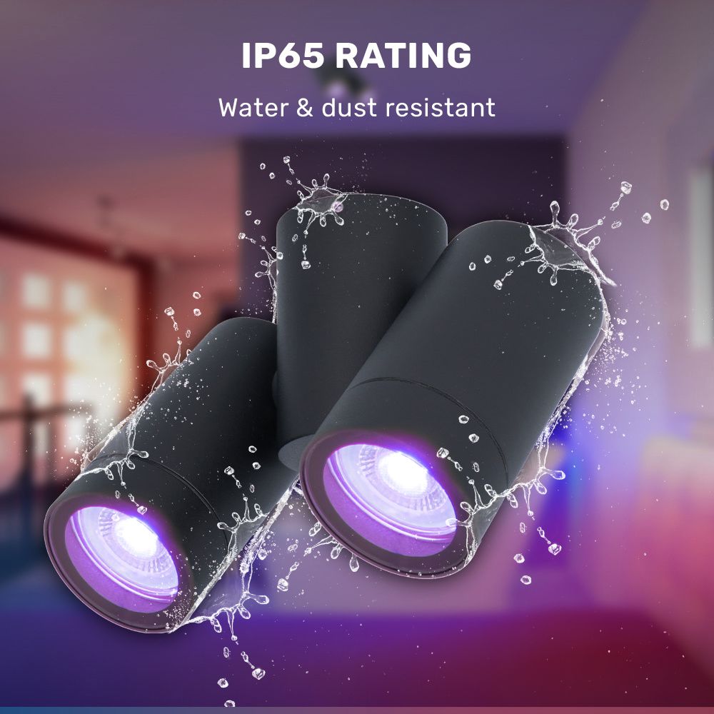 Hoftronic Smart Silva Smart LED Plafondspot Kantelbaar IP65 5.5W 690lm RGBWW GU10 Zwart