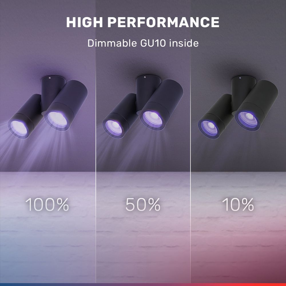 Hoftronic Smart Silva Smart LED Plafondspot Kantelbaar IP65 5.5W 690lm RGBWW GU10 Zwart