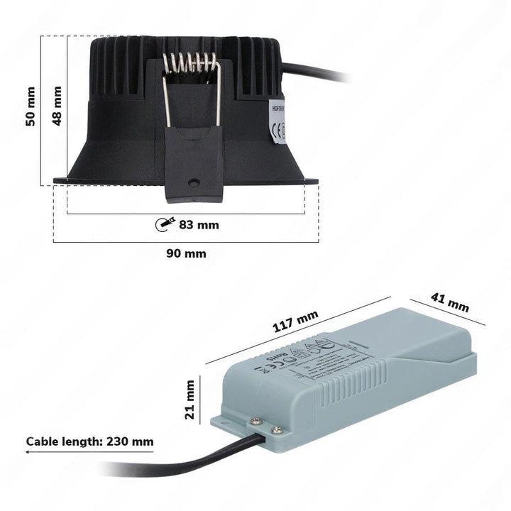 Hoftronic Finn LED Inbouwspot 3-pack IP44 Dimbaar 10W Zwart