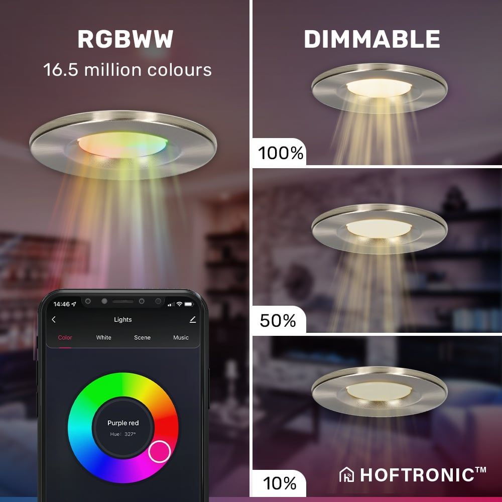 Hoftronic Smart Venezia Smart LED Inbouwspot IP65 6W 450lm RGBWW 10-Pack