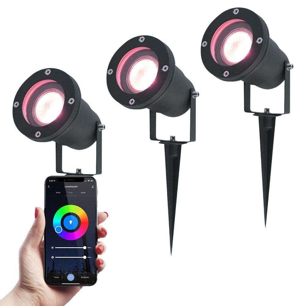 V-TAC Smart LED Prikspot Kantelbaar IP65 5.5W 345lm RGBWW GU10 Zwart