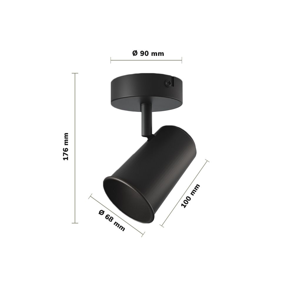 Hoftronic Riga LED Plafondspot Kantelbaar IP20 4W 345lm 6500K GU10 Zwart