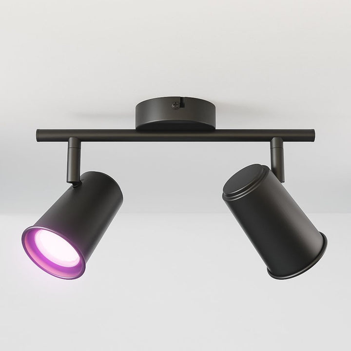 Hoftronic Smart Riga Smart LED Plafondspot Kantelbaar IP20 11W 800lm RGBWW 2-Lichts Zwart