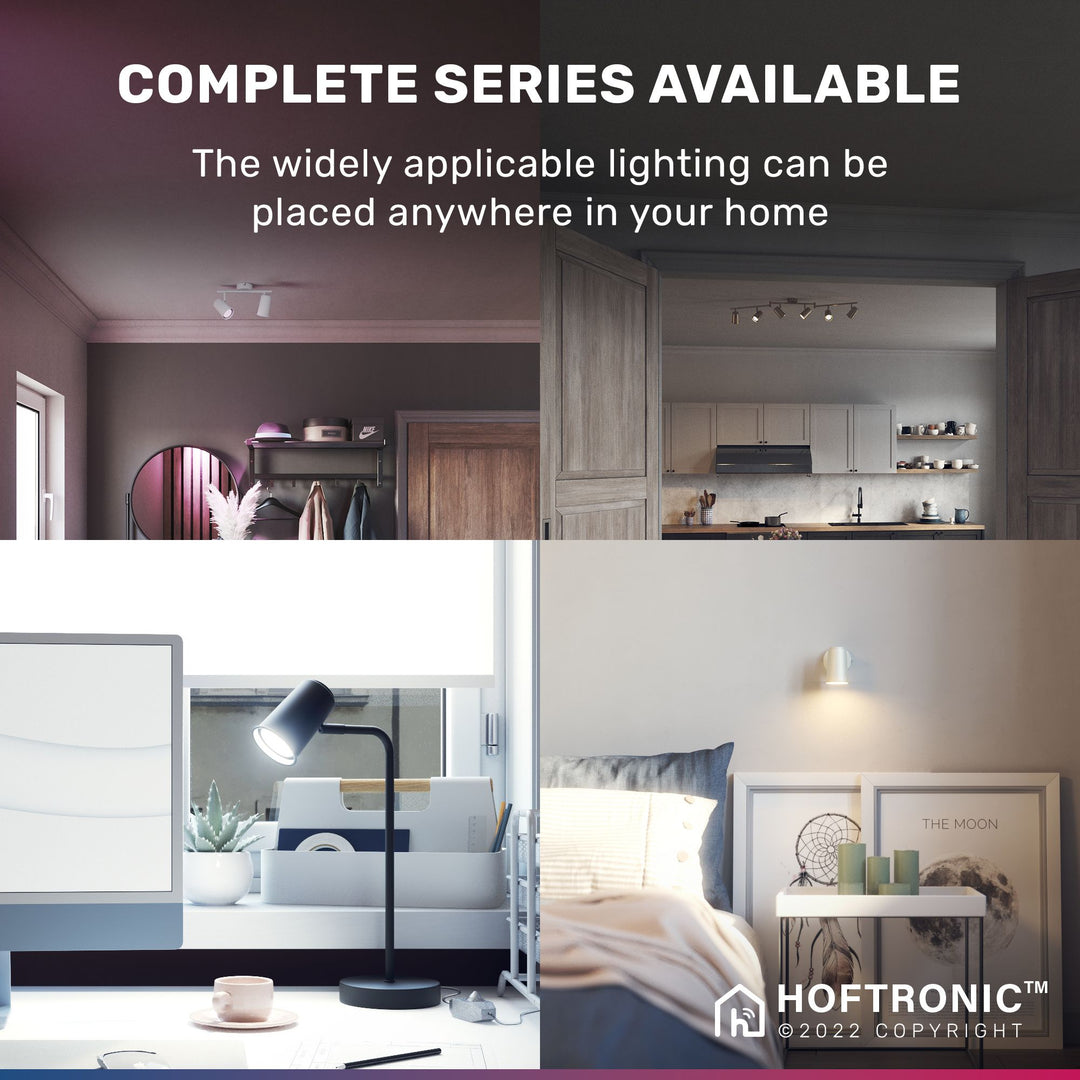 Hoftronic Smart Riga Smart LED Plafondspot Kantelbaar IP20 11W 800lm RGBWW 2-Lichts Zwart