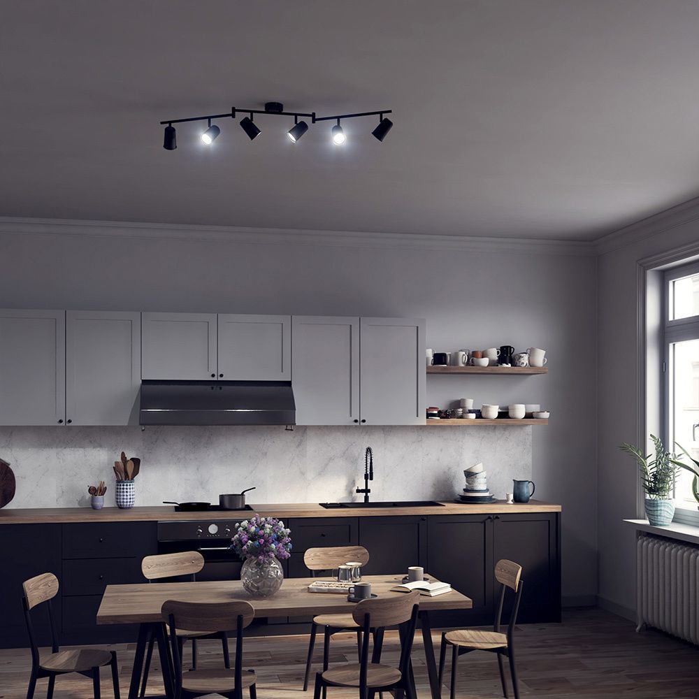 Hoftronic Riga LED Plafondspot Kantelbaar IP20 24W 2070lm 6500K 6-Lichts Zwart