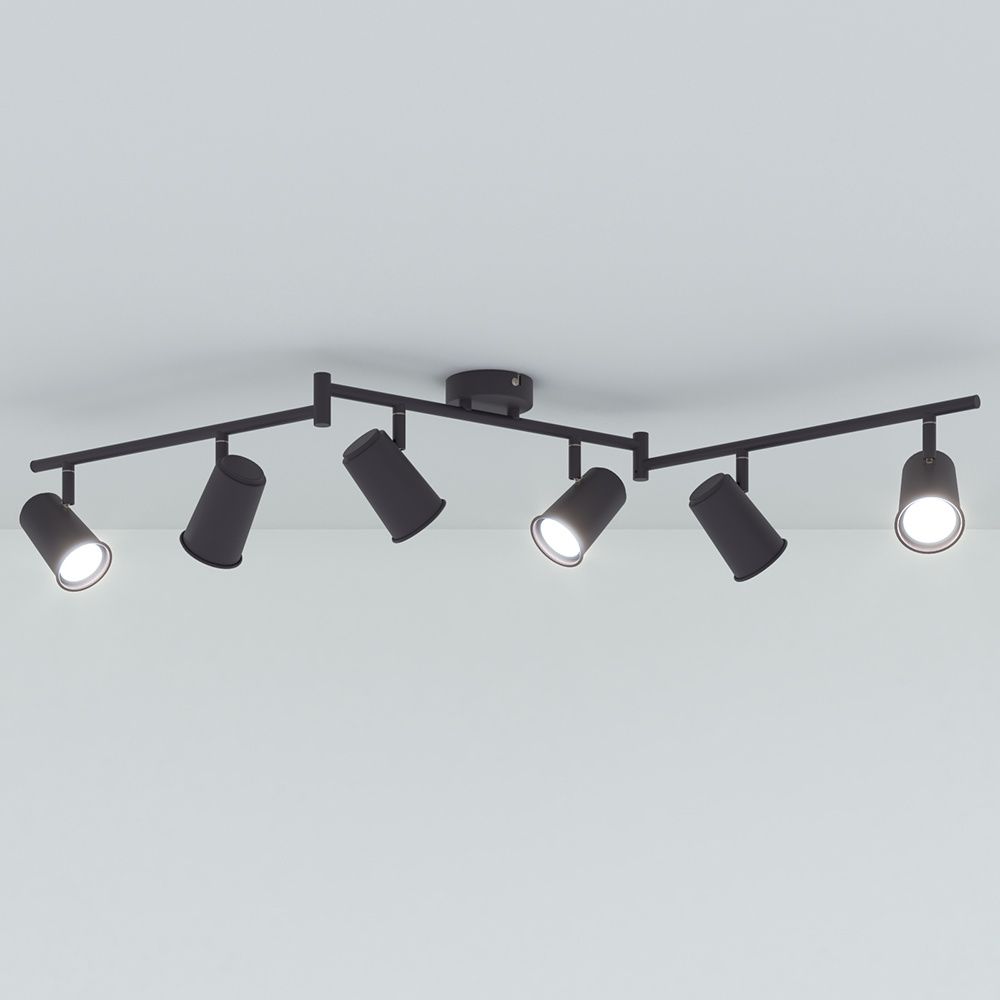 Hoftronic Riga LED Plafondspot Kantelbaar IP20 24W 2070lm 6500K 6-Lichts Zwart