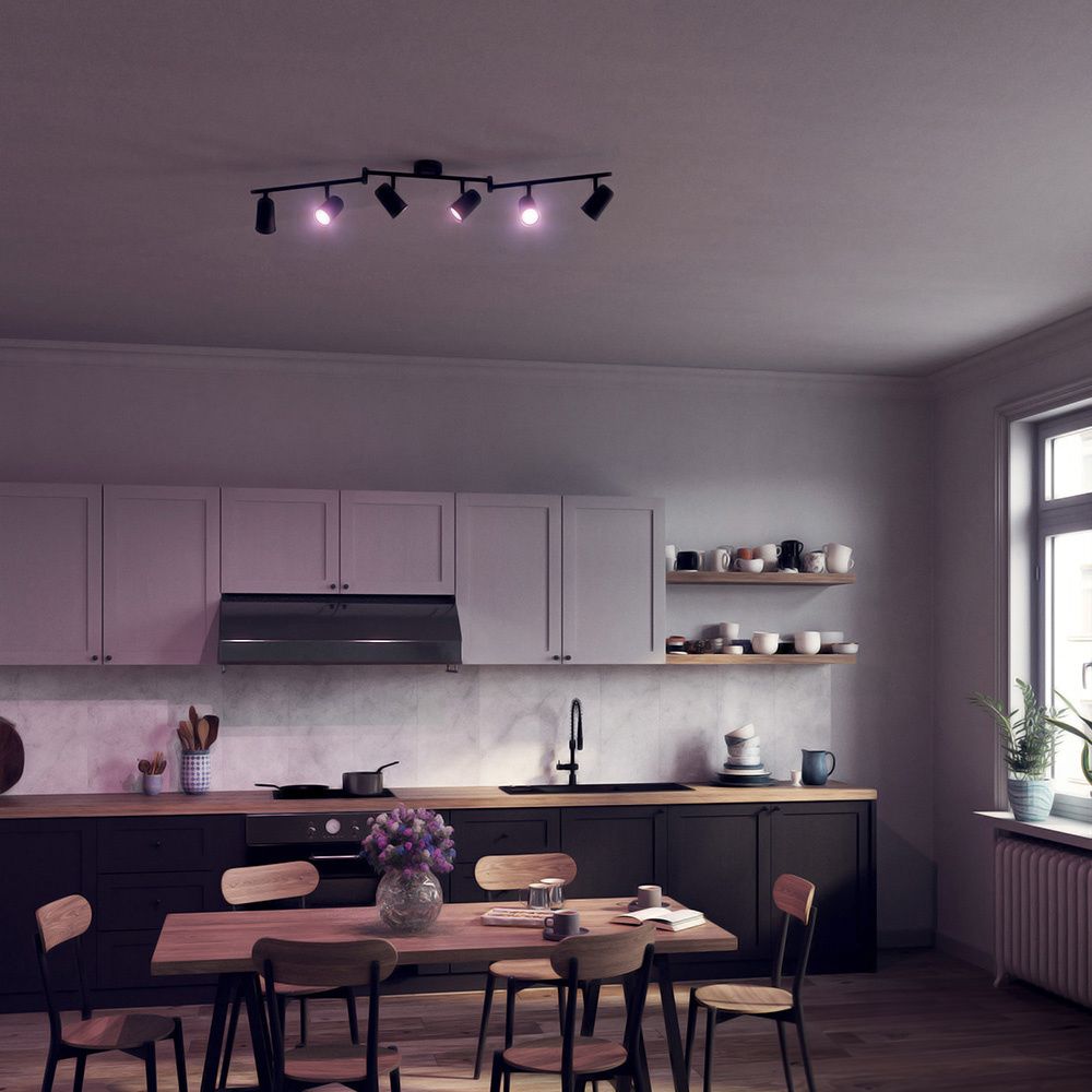 Hoftronic Smart Riga Smart LED Plafondspot Kantelbaar IP20 30W 2400lm RGBWW 6-Lichts Zwart