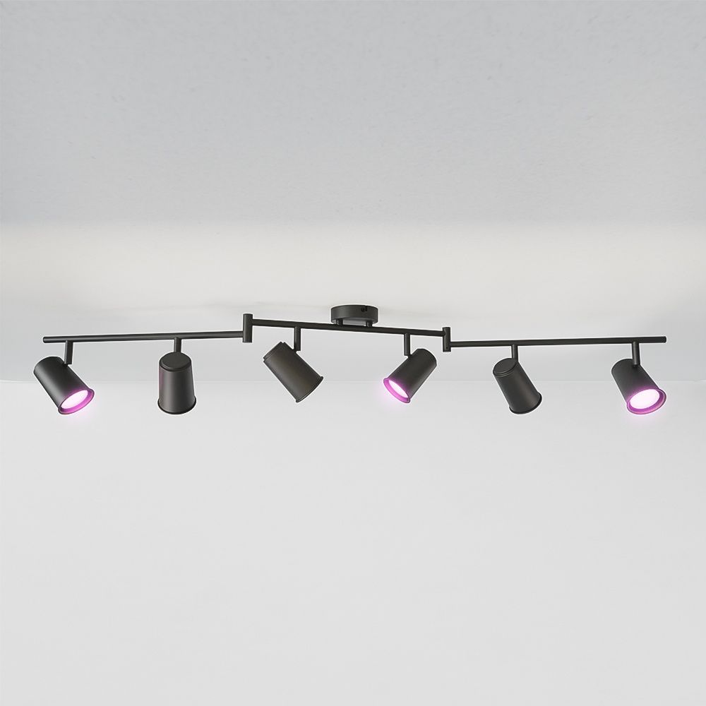 Hoftronic Smart Riga Smart LED Plafondspot Kantelbaar IP20 30W 2400lm RGBWW 6-Lichts Zwart