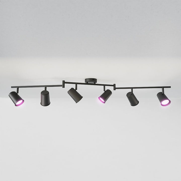 Hoftronic Smart Riga Smart LED Plafondspot Kantelbaar IP20 30W 2400lm RGBWW 6-Lichts Zwart