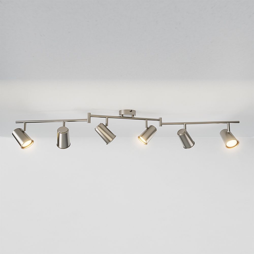 Hoftronic Riga LED Plafondspot Kantelbaar IP20 2700K GU10 6-Lichts RVS